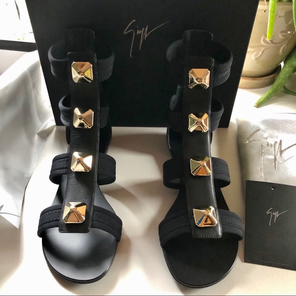 Giuseppe Zanotti Shoes - GIUSEPPE ZANOTTI BLACK & Gold Sandals - NEW